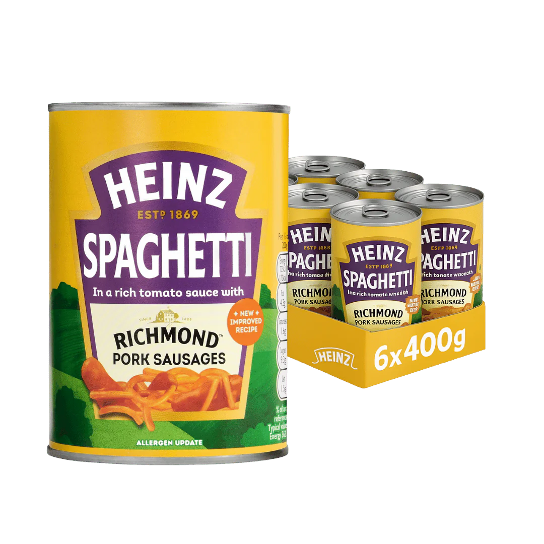 Heinz Spaghetti With Richmond Pork Sausages 6 x 400g Cans